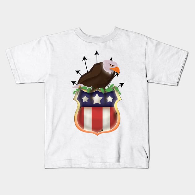 Retro USA Eagle Kids T-Shirt by nickemporium1